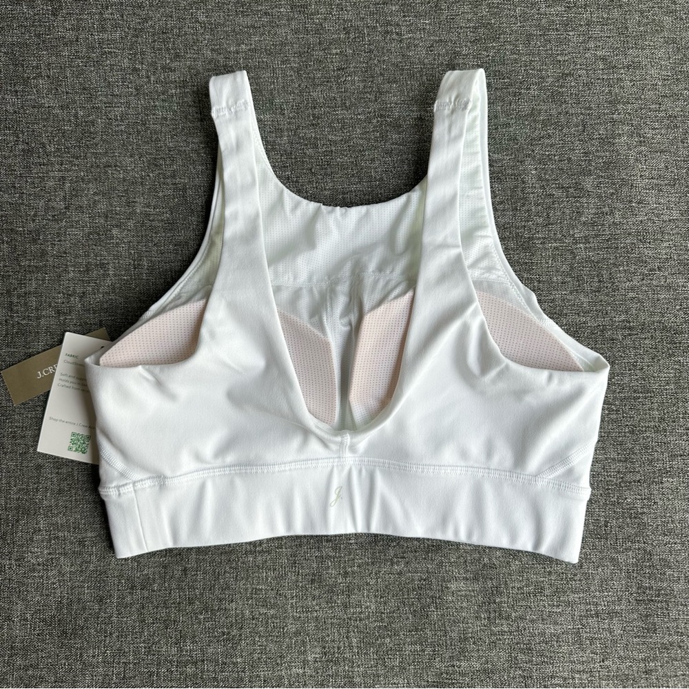 NWT J. Crew CloudStretch High Neck Sports Bra White BK318 Small - Picture 2 of 9